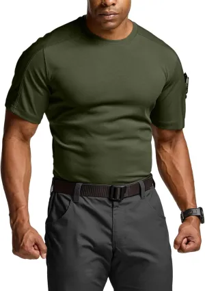 CQR Men's Short Sleeve Military Tactical T-Shirt, Athletic Gym Training Army Shirts, Outdoor Hiking Workout Shirt