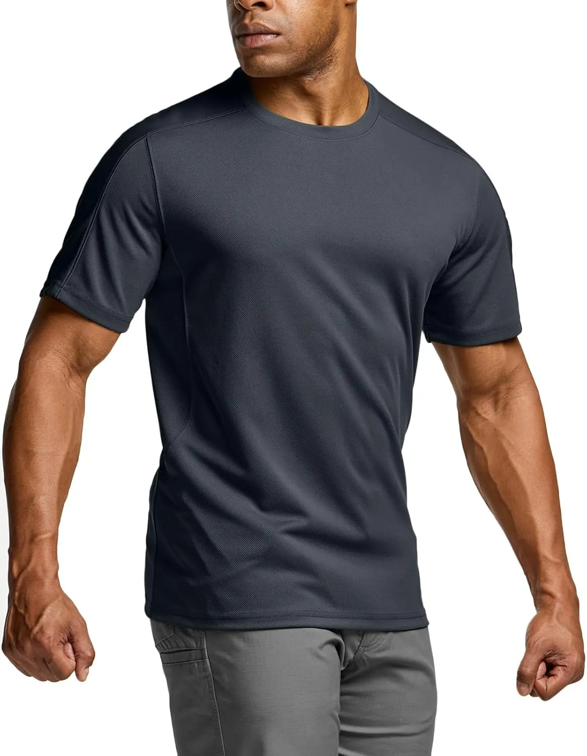 CQR Men's Short Sleeve Military Tactical T-Shirt, Athletic Gym Training Army Shirts, Outdoor Hiking Workout Shirt