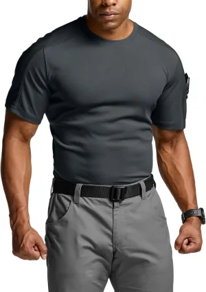 CQR Men's Short Sleeve Military Tactical T-Shirt, Athletic Gym Training Army Shirts, Outdoor Hiking Workout Shirt