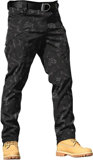 CRNTCEM Mens Camo Cargo Pants Straight Leg Army Combat Military Trousers Chinos Cotton Hiking Hunting Tactical Work Pants