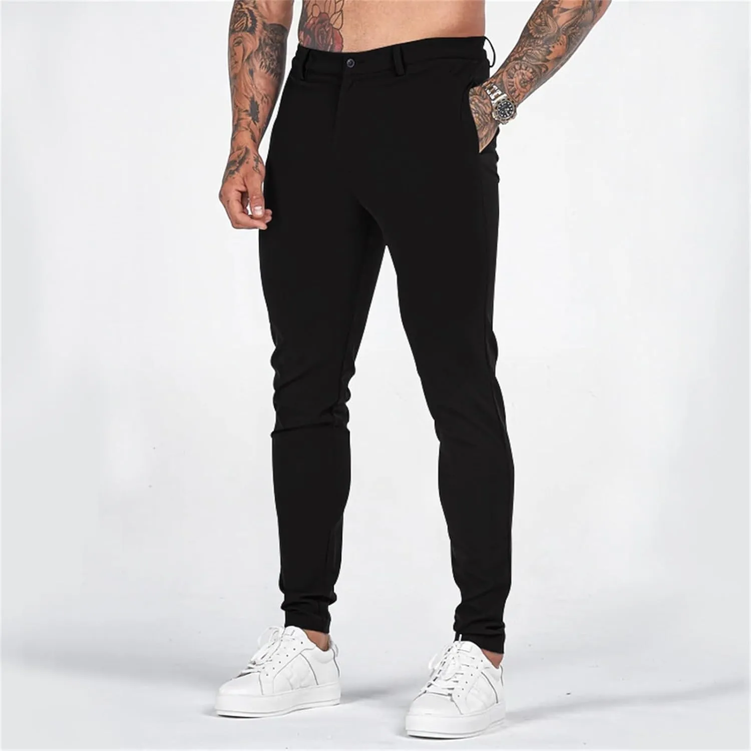 CRNTCEM Skinny Leg Golf Pants for Men Slim Fit Stretch Business Work Trousers Anckle Outdoor Casual Sports Chino Suit Pants