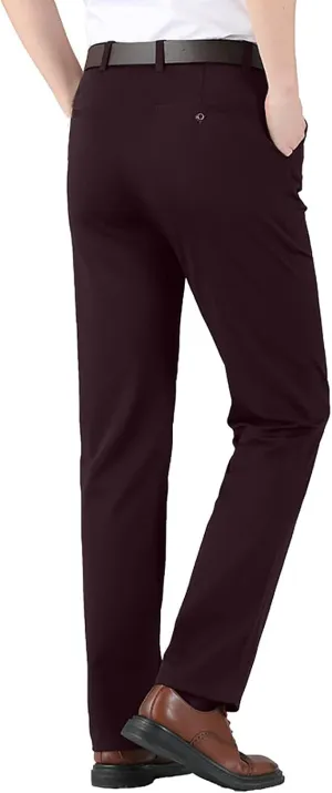 CRNTCEM Stretchy Suit Pants for Men Slim-Fit Flat-Front Formal Dress Pant Tapered Straight Leg Business Office Work Pants