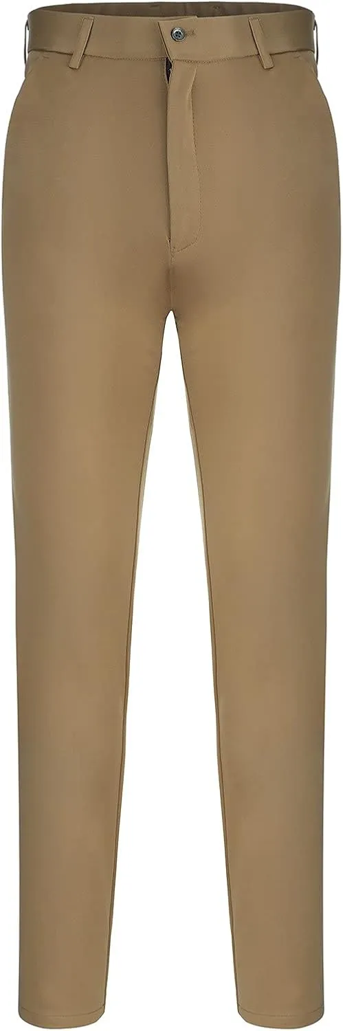 CRNTCEM Stretchy Suit Pants for Men Slim-Fit Flat-Front Formal Dress Pant Tapered Straight Leg Business Office Work Pants