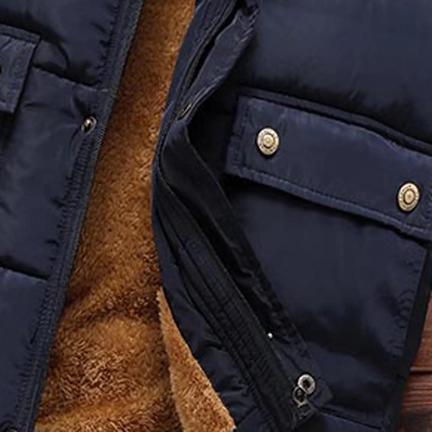 Dgoopd Mens Winter Vests Outerwear Thick Fleece Lined Sleeveless Jacket Casual Zip Up Warm Outdoor Padded Puffer Vest