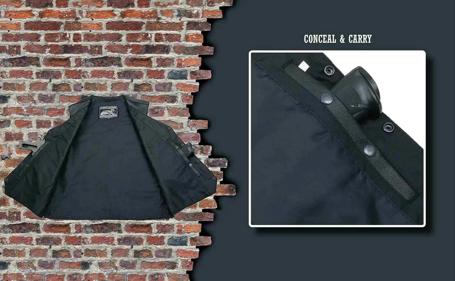 ELM3920 Men's Black Leather Pre-Patched Bikers Vest w/ 6 Pockets - 23 Patches and Side Laces