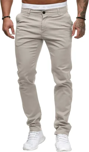 evzosrz Mens Casual Chinos Dress Pants Slim Fit Straight Flat-Front Golf Pant Travel Slacks Joggers Solid Trousers Sweatpant