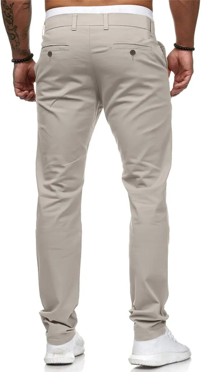 evzosrz Mens Casual Chinos Dress Pants Slim Fit Straight Flat-Front Golf Pant Travel Slacks Joggers Solid Trousers Sweatpant