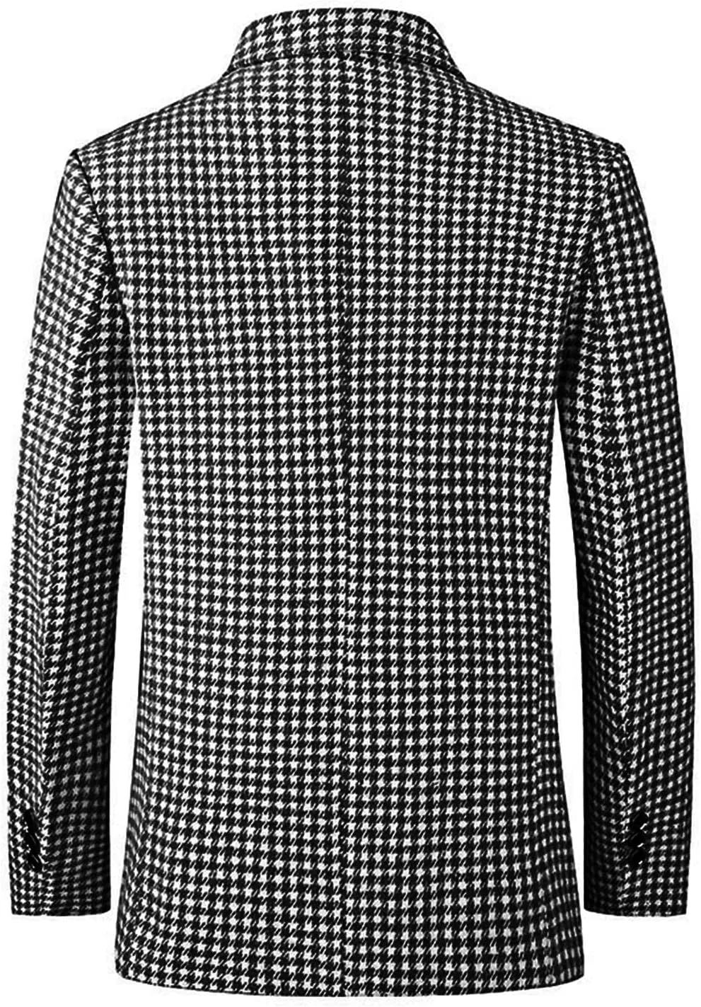 evzosrz Men's Houndstooth Blazers Classic Slim Fit Business Two Button Plaid Tuxedo Prom Wedding Groom Suits Jackets Coats
