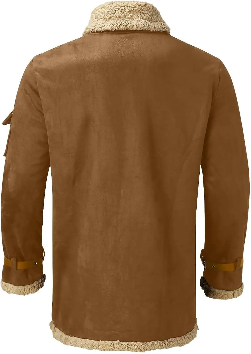 evzosrz Mens Shearling Faux Leather Winter Coats Faux Suede Sherpa Lined Lapel Thicken Warm Sheepskin Jacket Outwear Pockets