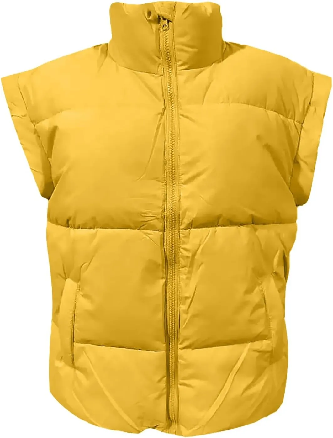 Fall Long Puffer Vest One Morality Warm V Neck Thin Down Vest Inside Trendy Winter Coat Outerwear Vest for Women
