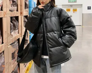 Fjnbbiot Winter Jacket Women Stand Collar Long Sleeve Casual Loose Overcoat Thick Down Cotton Padded Coat Female Short Parkas