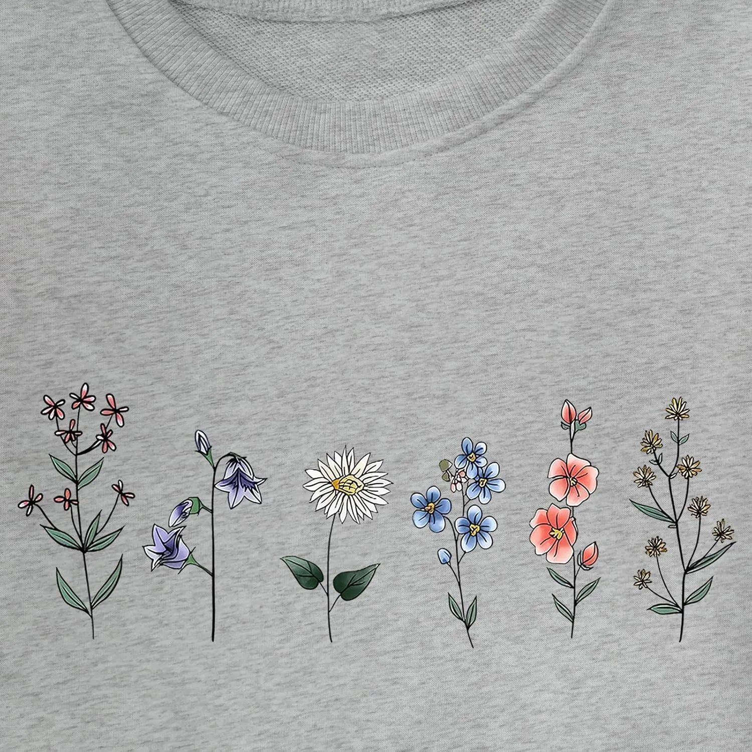 Flower Graphic Sweatshirt for Women Floral Printed Vintage Long Sleeves Shirt Crewneck Hoodie Loose Pullovers Tops