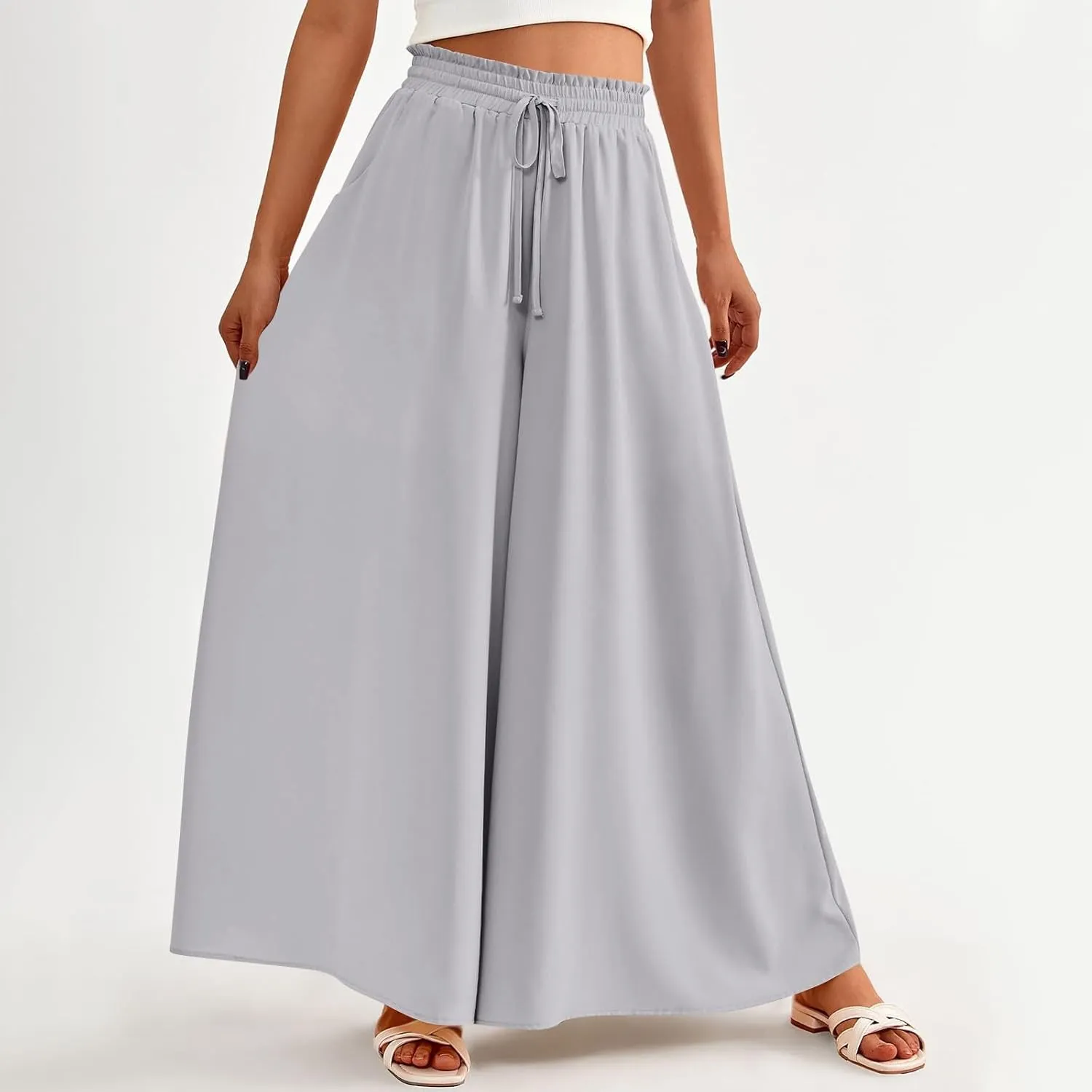 Flowy Pants for Women Wide Leg Palazzo Pants High Waisted Pant 2024 Summer Lounge Floral Print Boho Beach Trousers