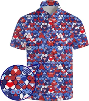 Funny Golf Polos for Men Funny Print Short Sleeve Shirts Quick Dry Polo Shirts Hawaiian Shirt Performance Golf Outfits