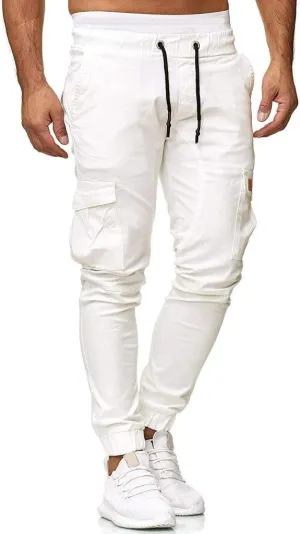 GOKKILRW Mens Chino Work Slim Fit Jogger Fashion Outdoor Cargo Hiking Pants Drawstring Athletic Workout Gym Sweatpant Trouser