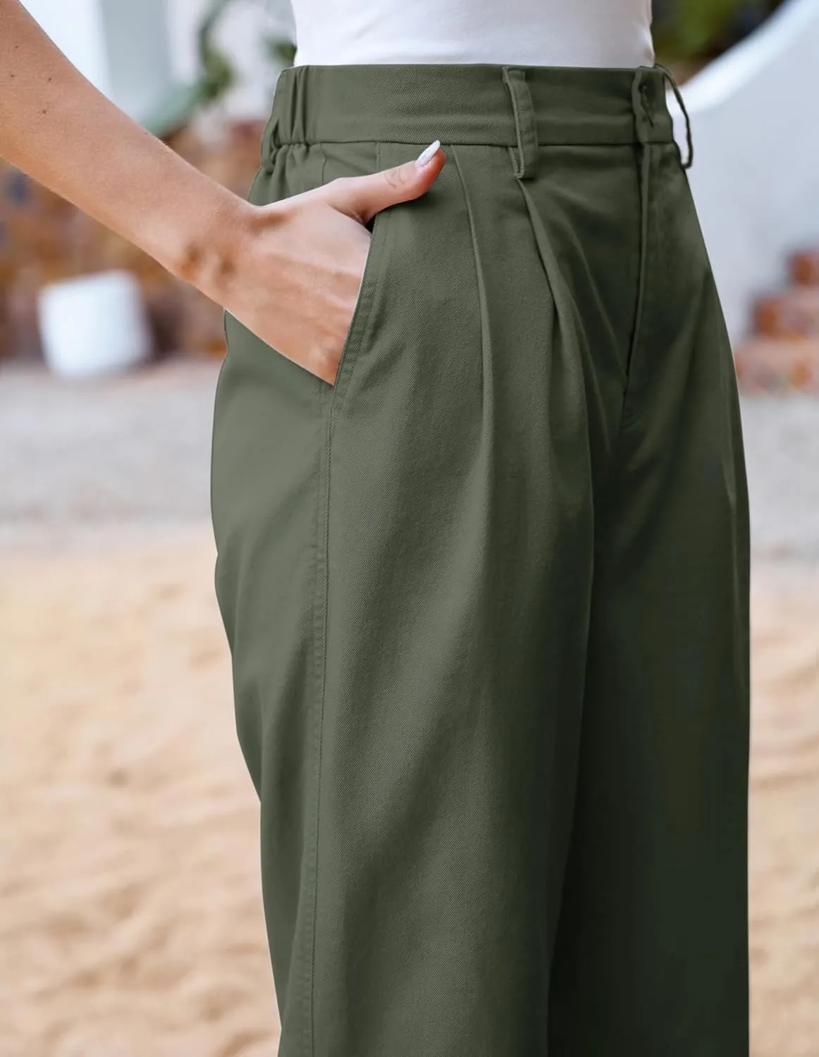 GRACE KARIN Women High Waisted Business Casual Pants Dressy Cuffed Work Office Trouser Slacks with Pockets