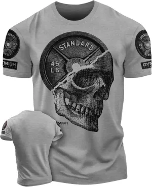 Gymish Lifestyle Skull Plate Gym Shirt, Work Out Deadlift Skull T-Shirt for Men