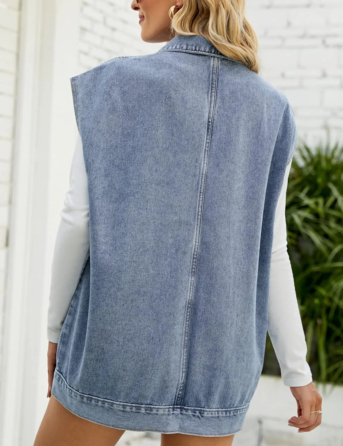 HangNiFang Aztec Denim Jacket Shacket for Women Button Down Vintage Distressed Blue Jean Jacket