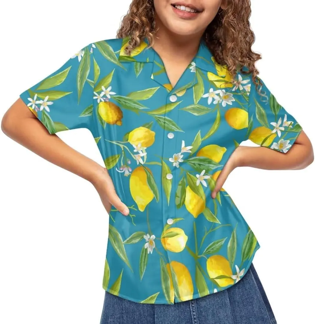Hawapod Short Sleeves Kid Hawaiian Shirt Cartoon Button Down Lightweight Quick Dry Boy Hawaiian Shirt