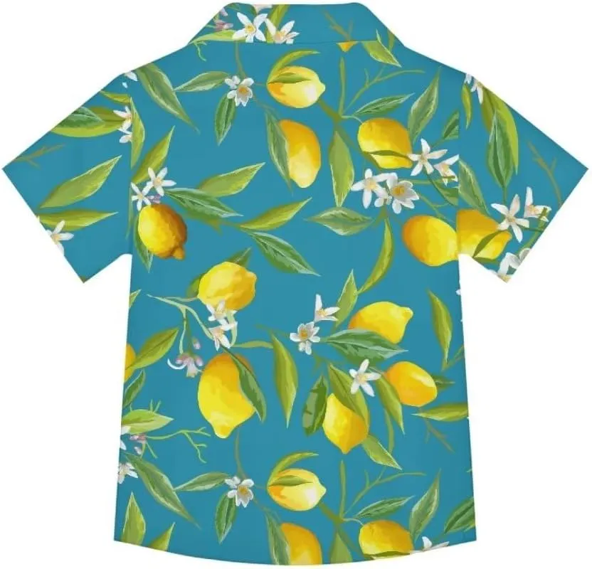 Hawapod Short Sleeves Kid Hawaiian Shirt Cartoon Button Down Lightweight Quick Dry Boy Hawaiian Shirt