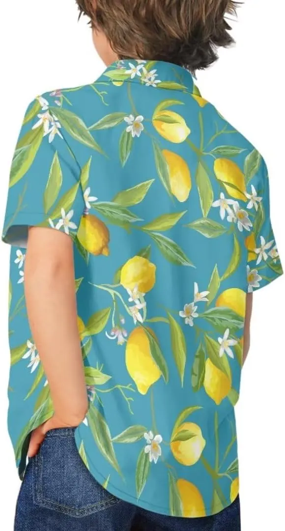 Hawapod Short Sleeves Kid Hawaiian Shirt Cartoon Button Down Lightweight Quick Dry Boy Hawaiian Shirt
