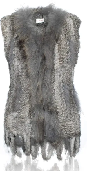 HEIZZI Rabbit Vest for Women, Ladies Coat with Raccoon Trim Collar & Rabbit Tassel, Versatile Fur Coats