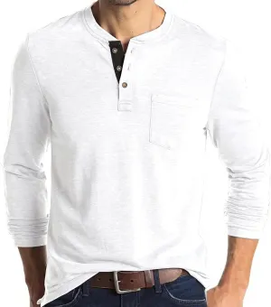 Henley Shirts Men's Long Sleeve T-Shirt Button Casual Shirt Classic Lightweight Cotton Tops