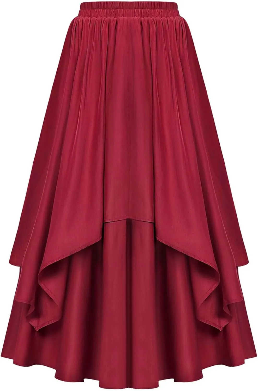 HGps8w Renaissance High Low Skirt for Women Medieval Costume Vintage Gothic Steampunk Victorian Maxi Skirt