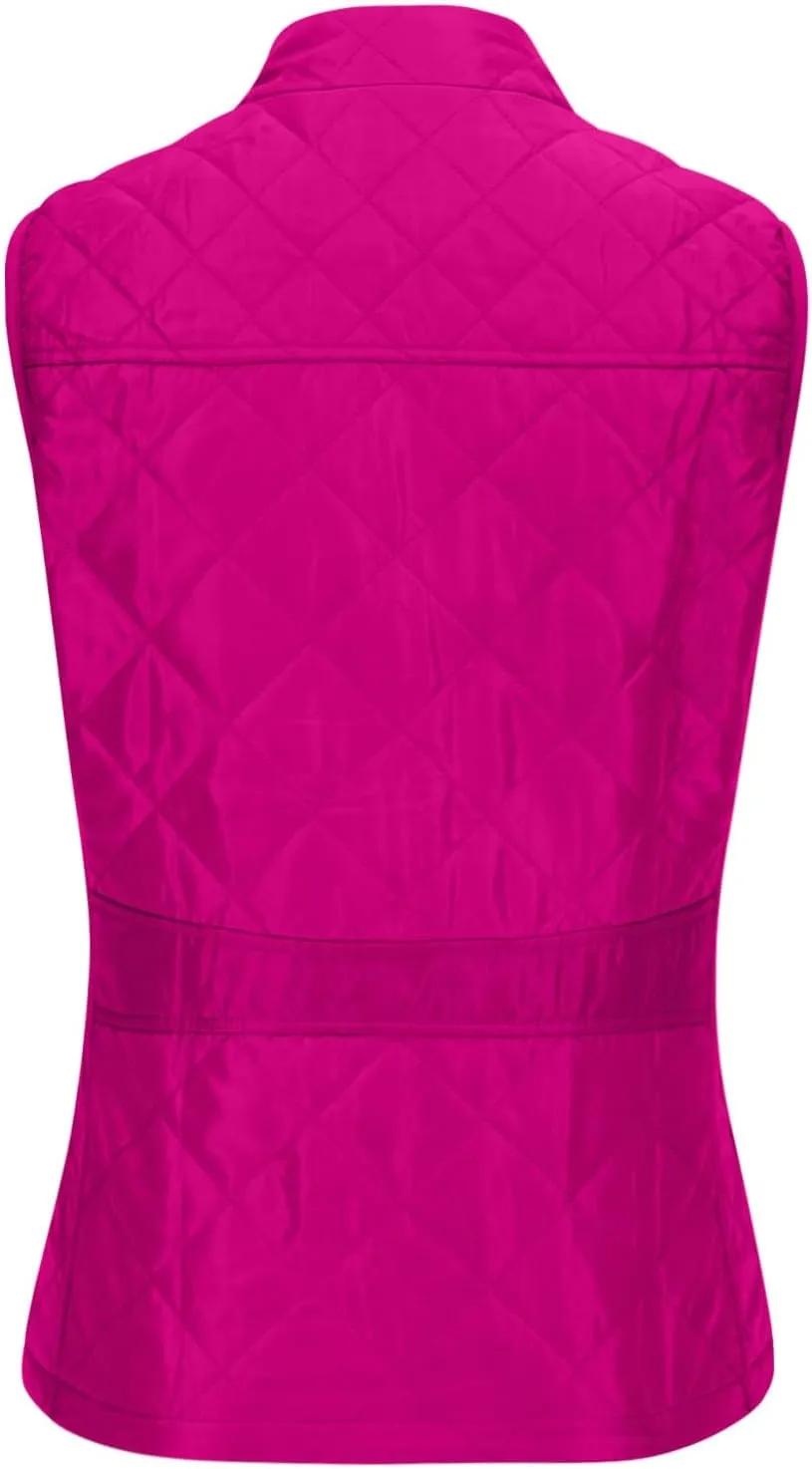 hlysgo Women's Quilted Vest, Stand Collar Lightweight Zip Pockets Padded Gilet Sleeveless Zipper Coat Jacket Outwear