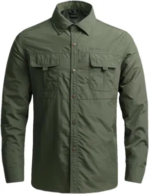 Hot Tactical Hiking Shirts Men Long Sleeve Cargo Work Shirt Summer Outdoor Quick-Dry Military Camping Hunting Fishing Work Shirt Long-EN8 Asian-L