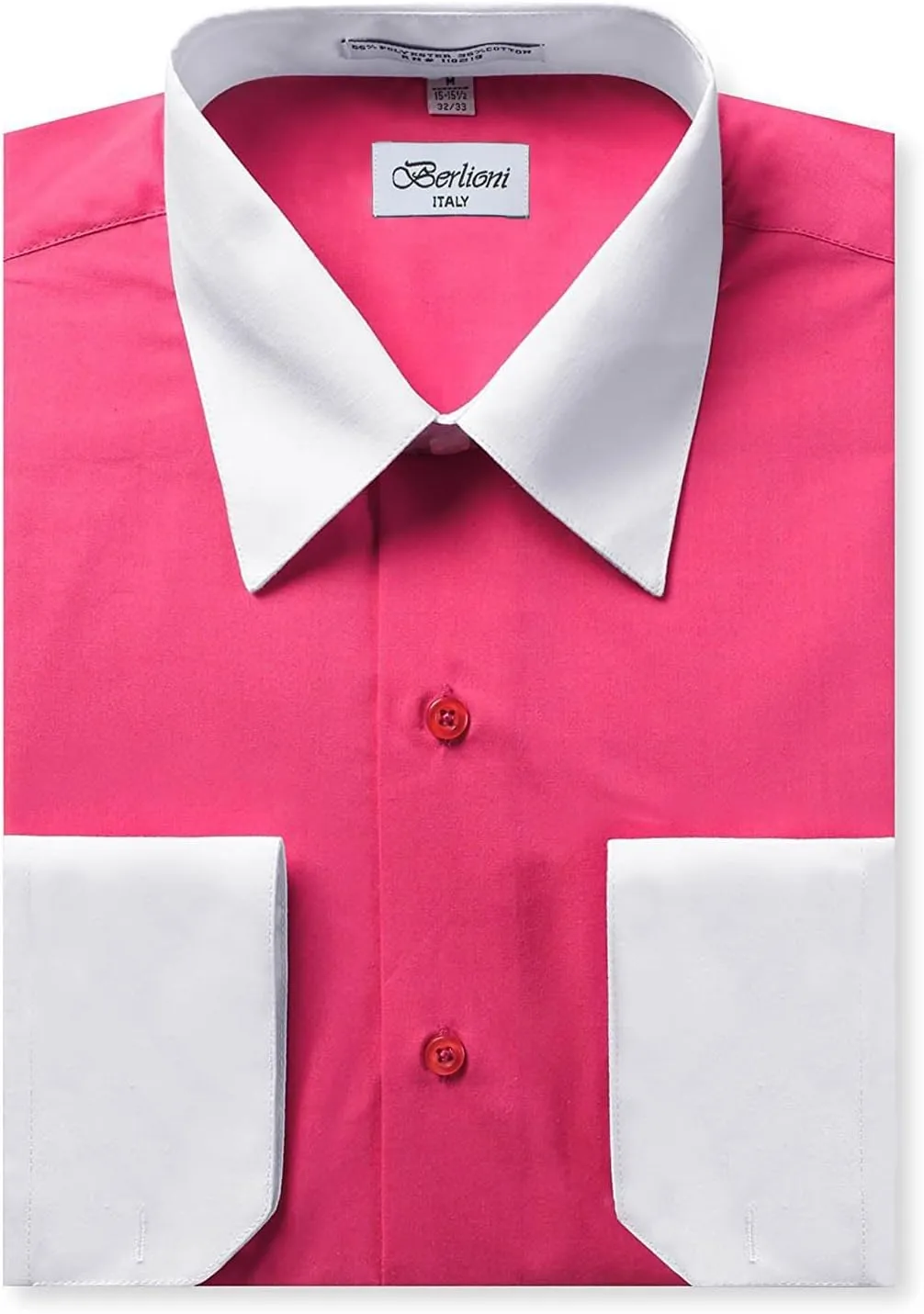 Italy Men's Long Sleeve Two Tone Premium Dress Shirt