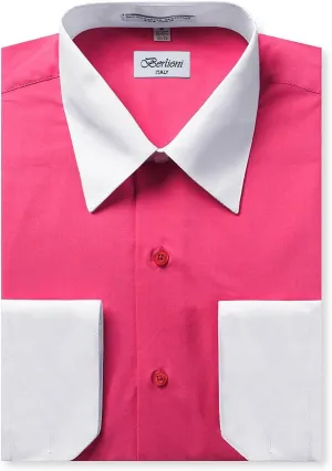 Italy Men's Long Sleeve Two Tone Premium Dress Shirt
