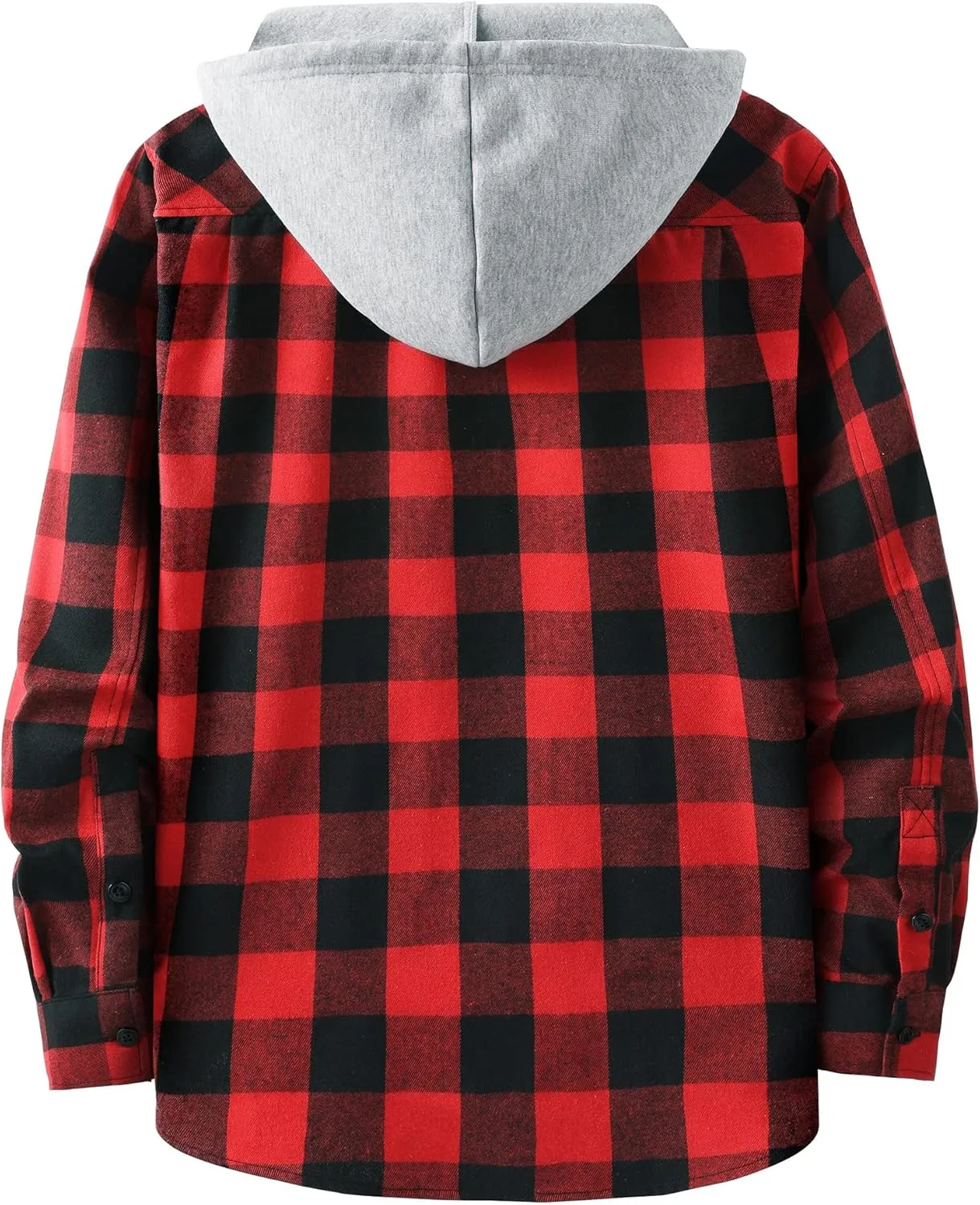 JACKETOWN Hooded Flannel Shirt for Men Plaid Shirts Long Sleeve Flannel Jacket Button-Down Shirt Jacket with Hood