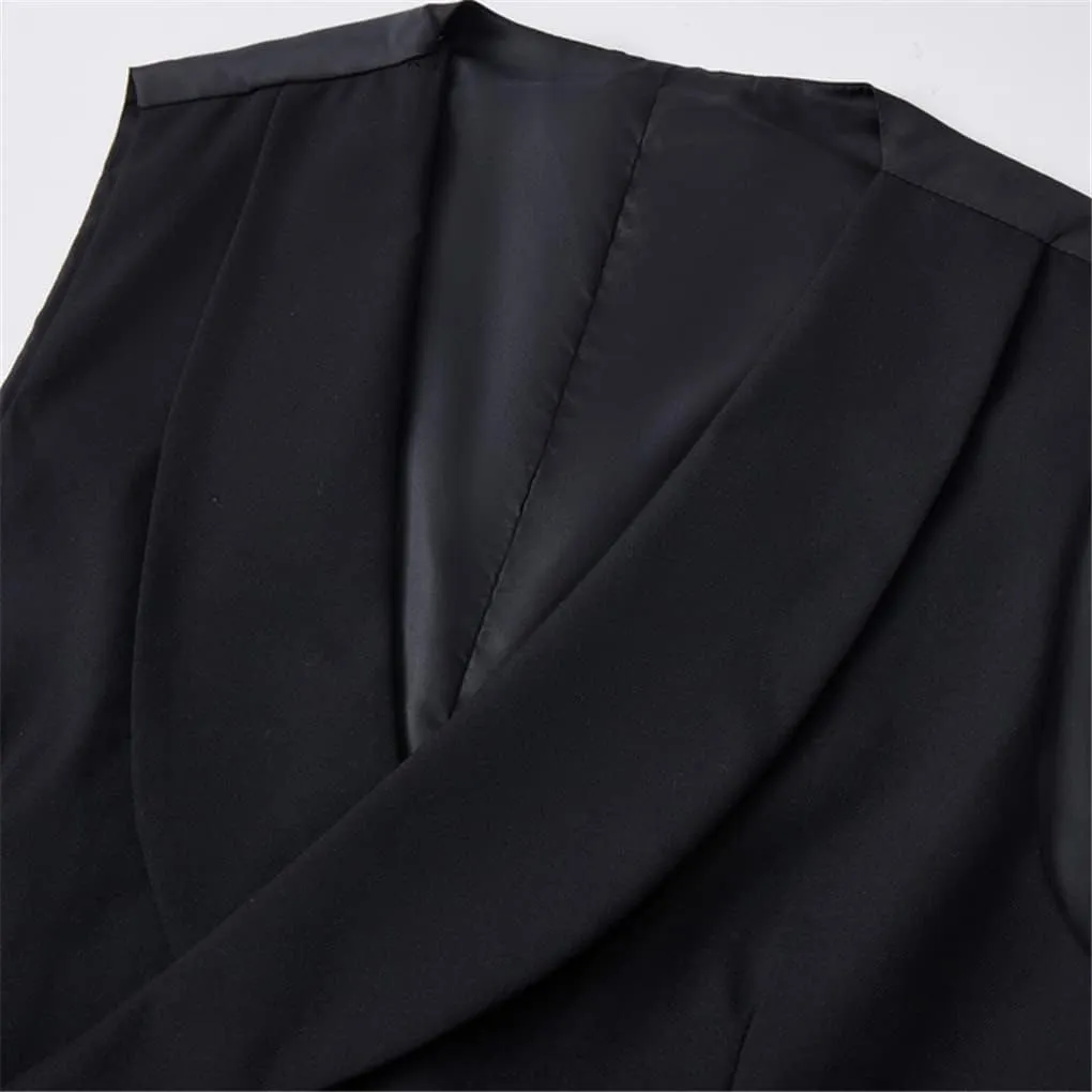 Jegsnoe Men Shawl Collar Double Breasted Tuxedo Vest Slim Fit Business Wedding Dress Waistcoat