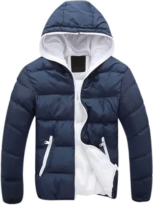 JIEMUXIU Mens Puffer Jacket Lightweight Packable Quilted Color Block Bubble Down Jackets Winter Warm Fashion Thick Outwear