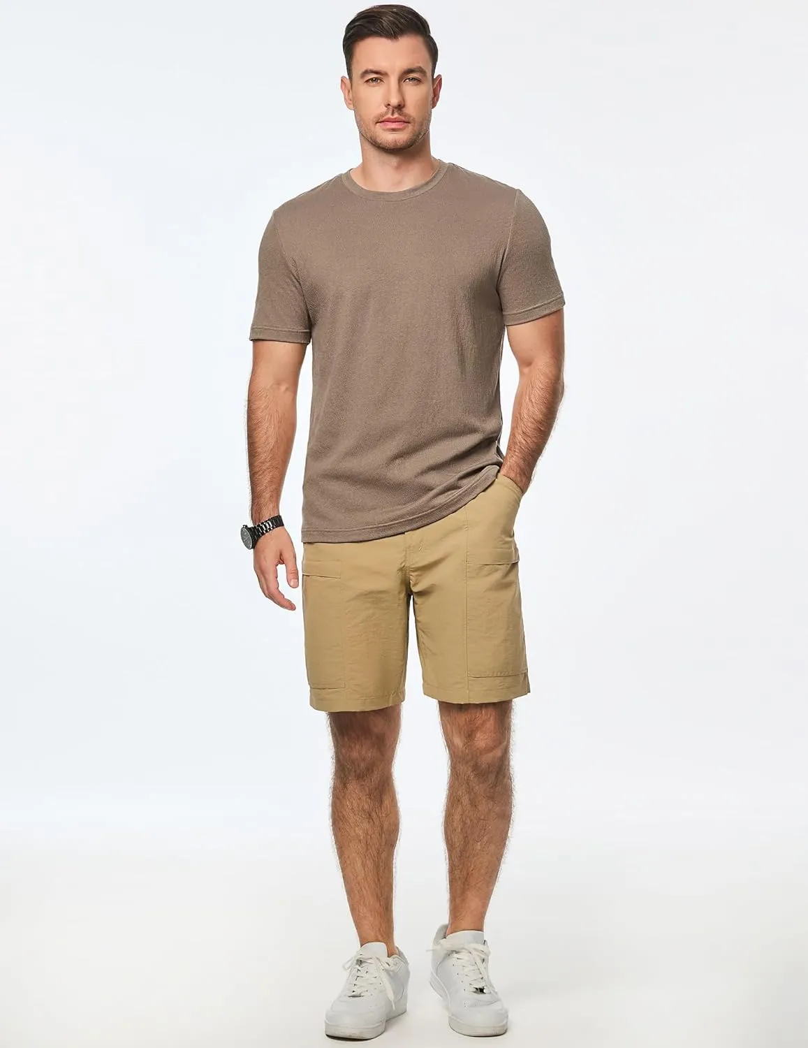JMIERR Mens T-Shirt Short Sleeve Muscle Textured Knit Crewneck Slim T Shirt Gym Workout Athletic Tee Shirts