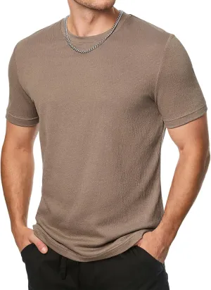 JMIERR Mens T-Shirt Short Sleeve Muscle Textured Knit Crewneck Slim T Shirt Gym Workout Athletic Tee Shirts