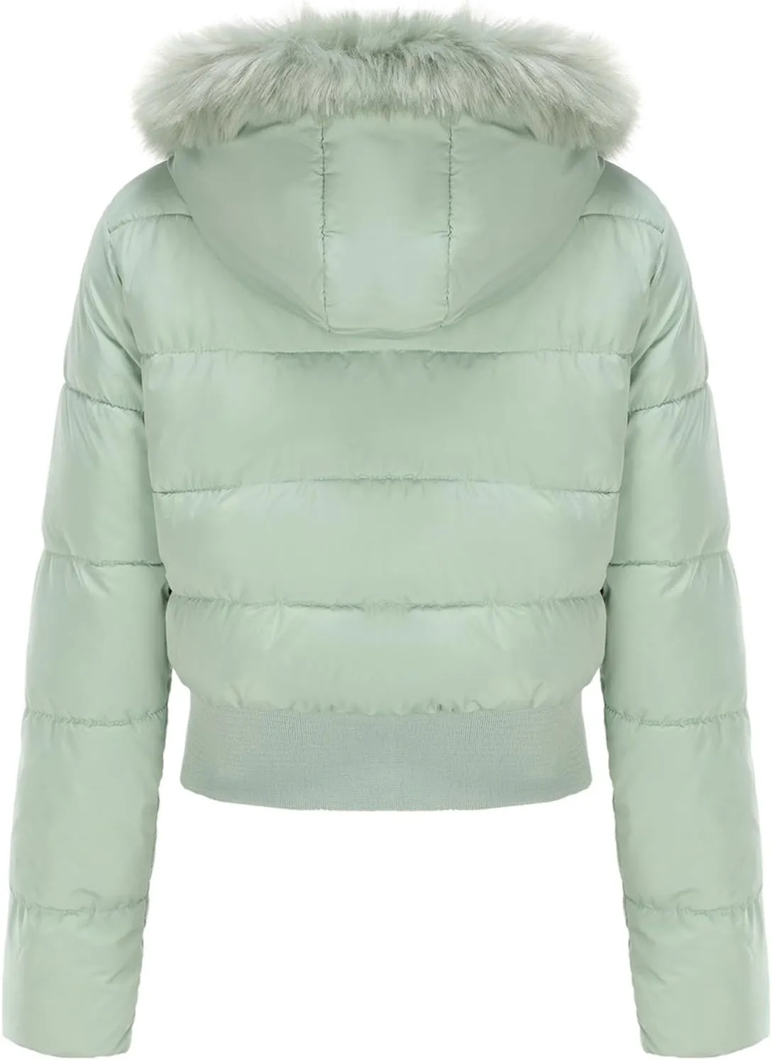 JOAU Women's Cotton Padded Puffer Jackets Zip Up Quilted Down Outwear Winter Warm Detachable Fur Hooded Pockets Short Coats