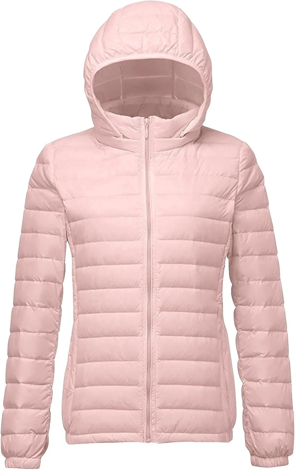 JOAU Women's Warm Quilted Puffer Coat Packable Ultra Lightweight Short Duck Down Jackets Outerwear with Removable Hood