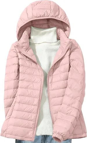 JOAU Women's Warm Quilted Puffer Coat Packable Ultra Lightweight Short Duck Down Jackets Outerwear with Removable Hood