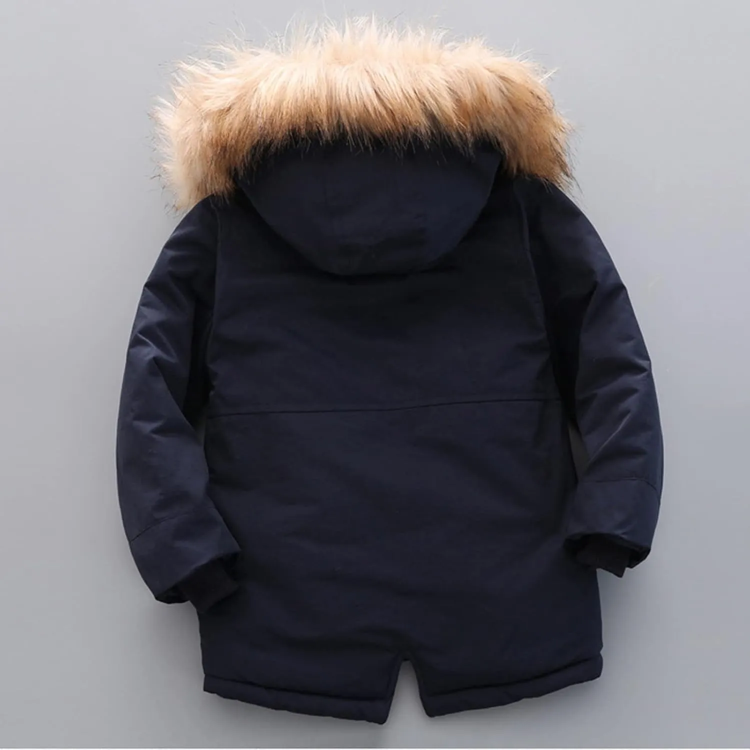 Kids Solid Color Down Coat for Boys Girls Zipper Open Front Fleece Hooded Cute Cotton padded Jacket Tops