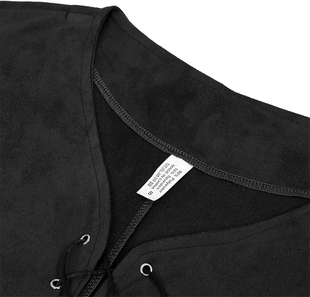 Kranchungel Mens Medieval Vest Pirate Costume Renaissance Steampunk Lace-up Viking Vest Gothic Waistcoat Outfit