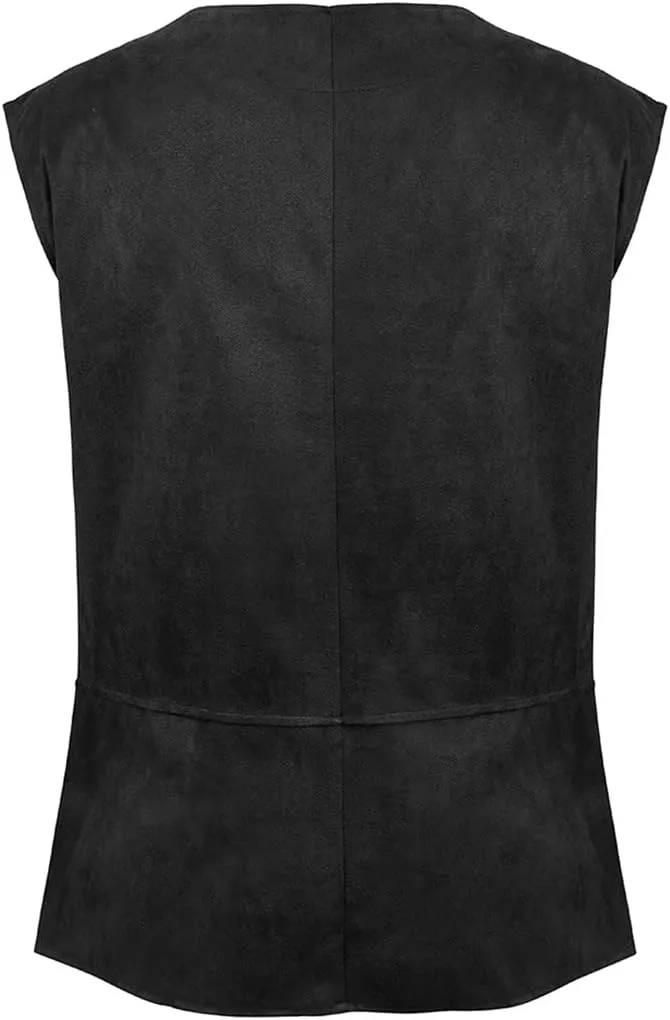 Kranchungel Mens Medieval Vest Pirate Costume Renaissance Steampunk Lace-up Viking Vest Gothic Waistcoat Outfit