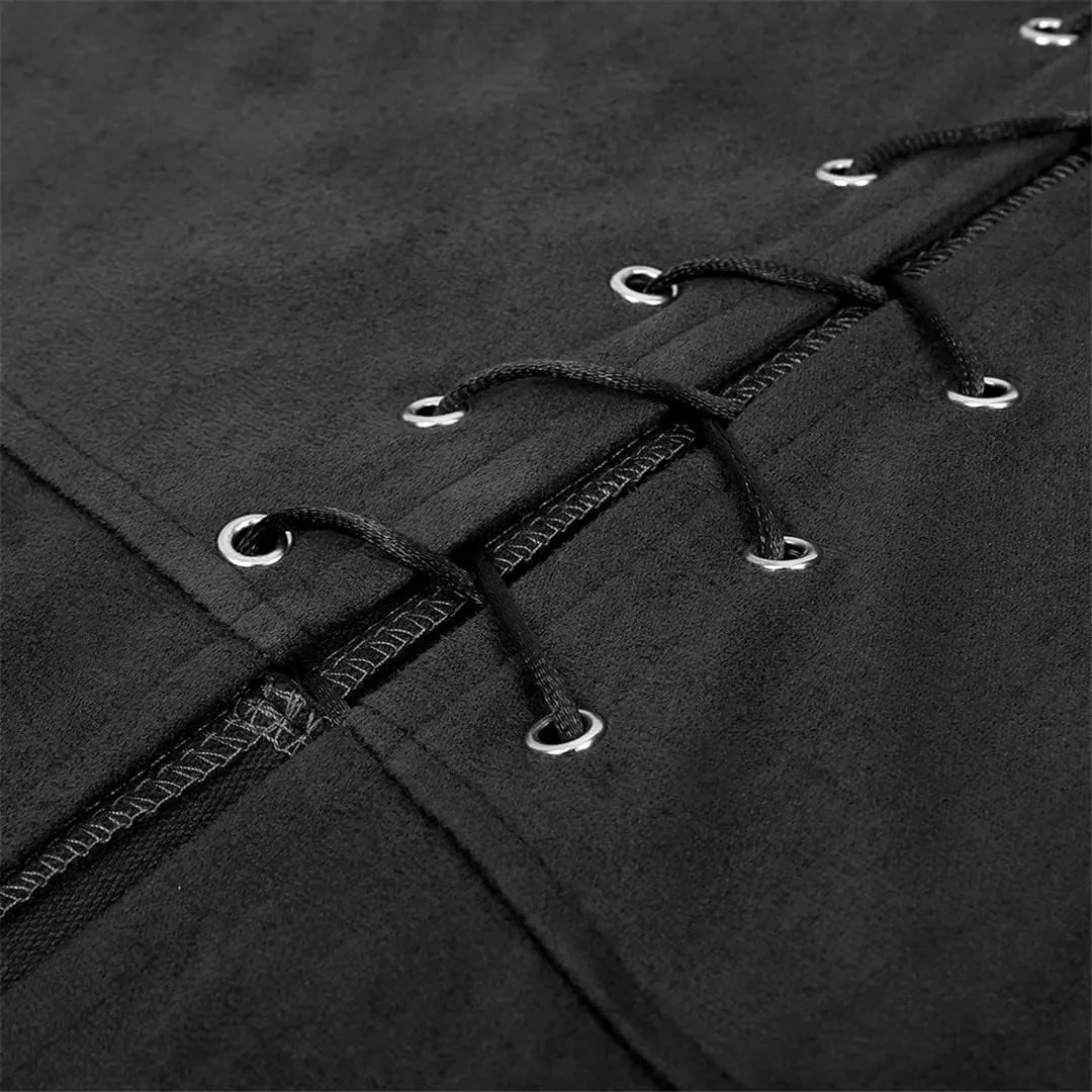 Kranchungel Mens Medieval Vest Pirate Costume Renaissance Steampunk Lace-up Viking Vest Gothic Waistcoat Outfit