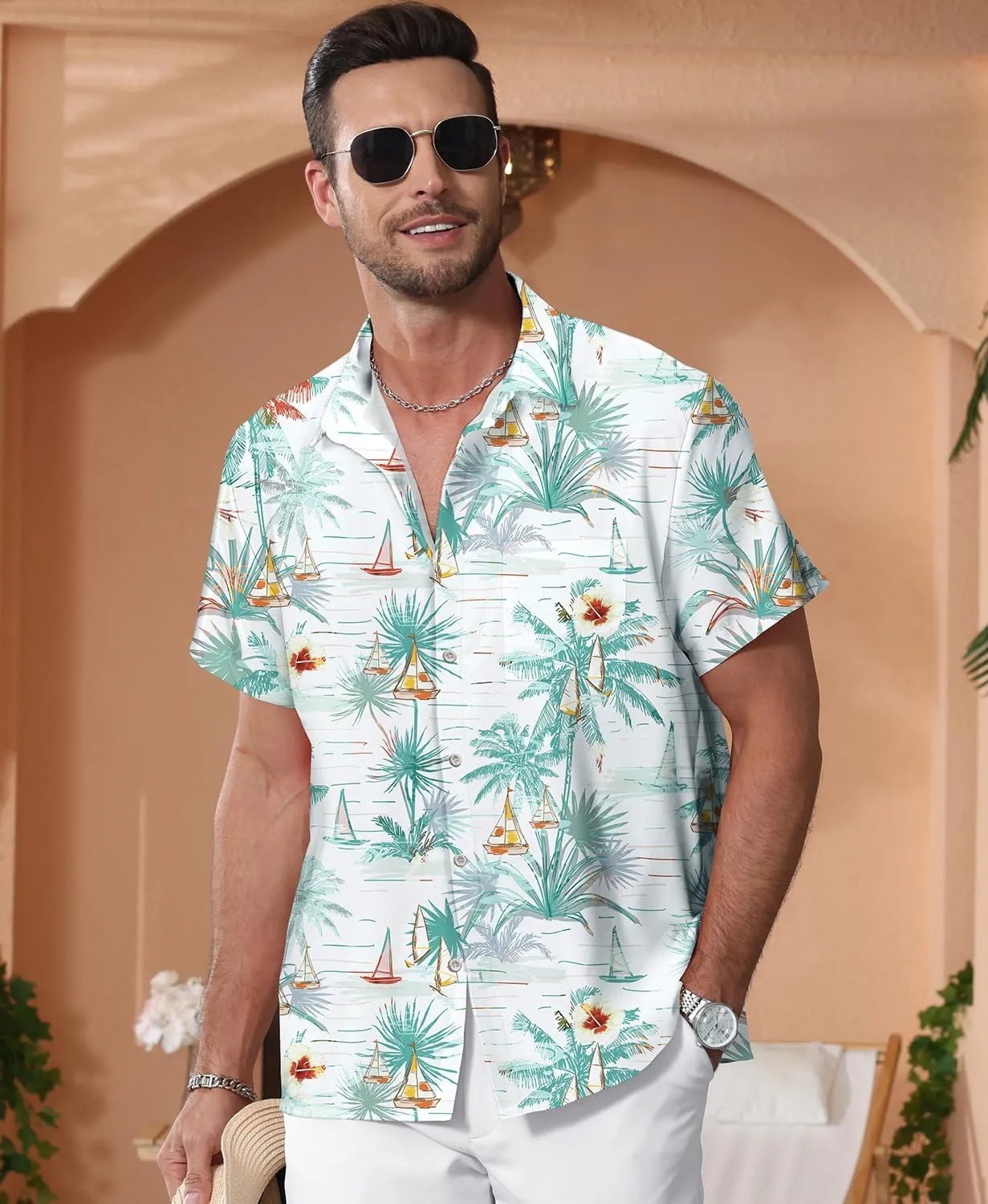 KYKU Hawaiian Shirt for Men: Beach Vacation Summer Short Sleeve Button Down Mens Shirts Casual Stylish