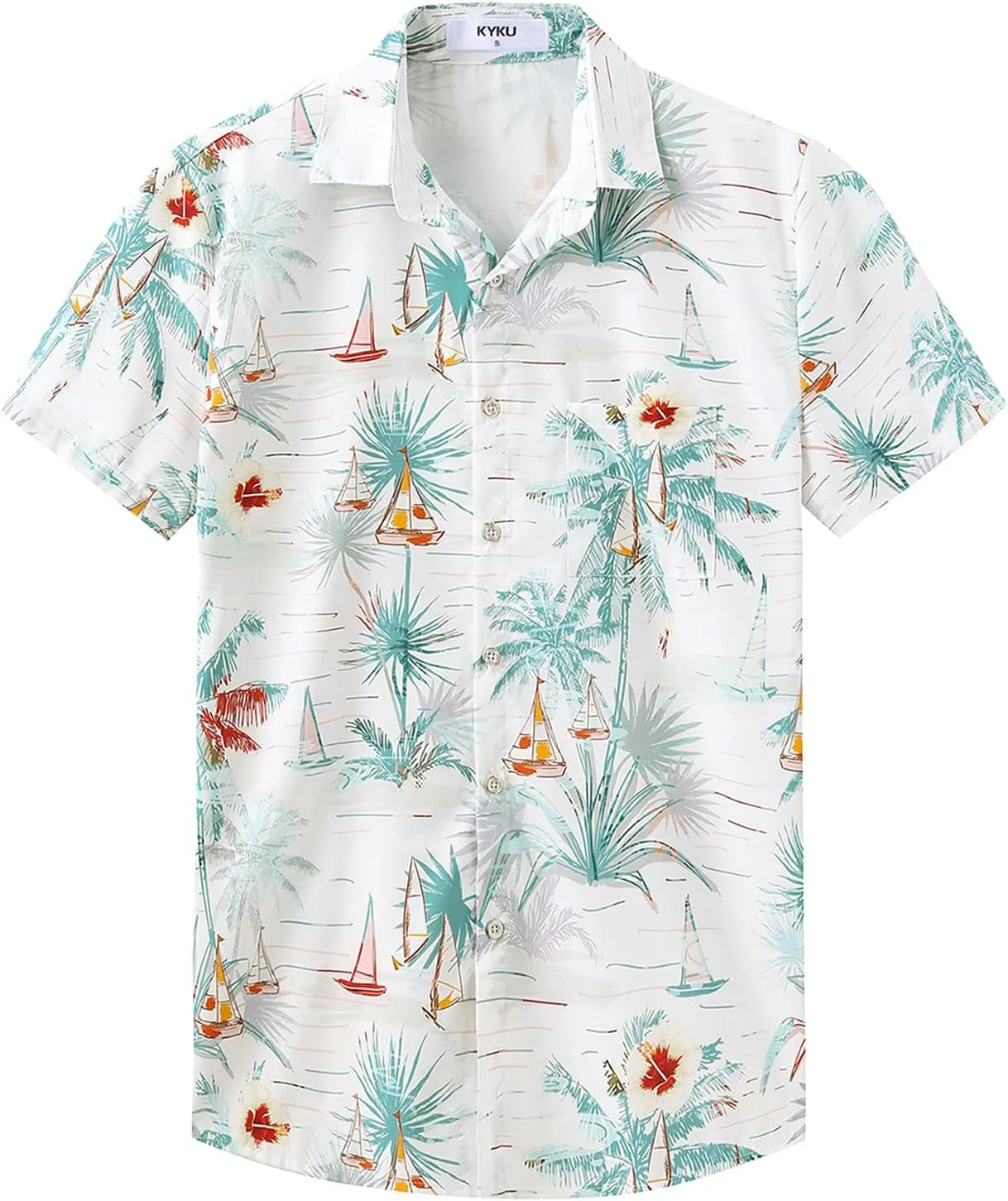 KYKU Hawaiian Shirt for Men: Beach Vacation Summer Short Sleeve Button Down Mens Shirts Casual Stylish