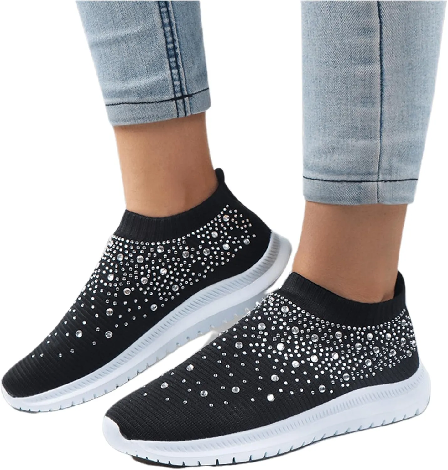 Lausiuoe Running Shoes For Women Arch Support Athletic Walking Shoes Slip On Casual Comfortable Tennis Fashion Sneakers