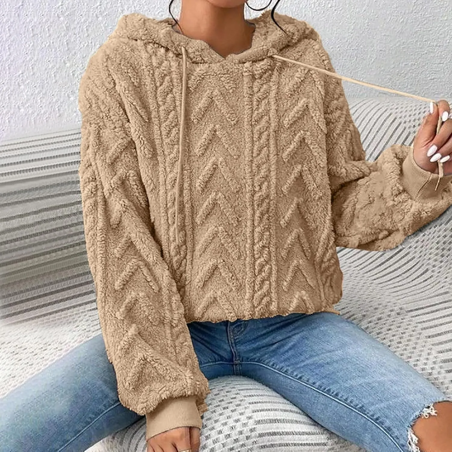 LCMTWX Winter Coats for Women Women's New Solid Hooded Thickened Jacquard Long Sleeve Color Block Patchwork Cardigan Winter