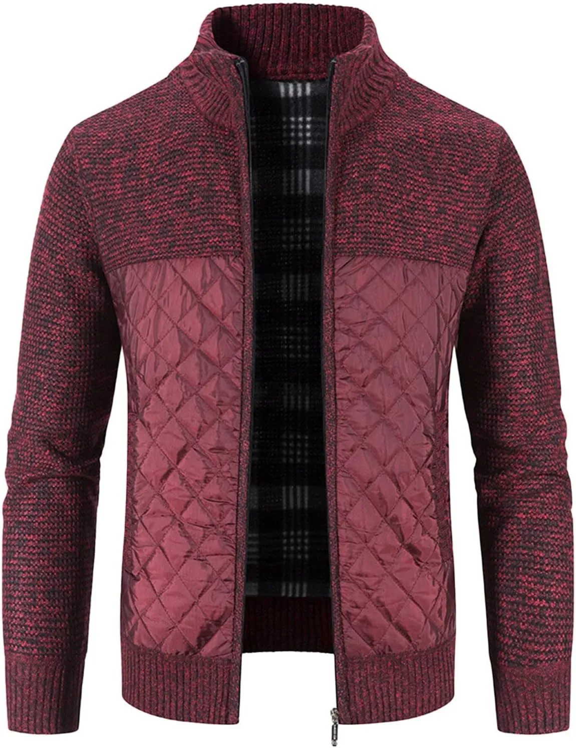 LCMTWX Winter Jackets for Men Jacket Stand Collar Knitted Splice Sweater Coat Casual Cardigan Stylish Outwear Winter