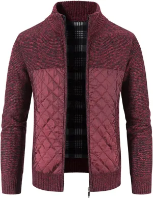 LCMTWX Winter Jackets for Men Jacket Stand Collar Knitted Splice Sweater Coat Casual Cardigan Stylish Outwear Winter